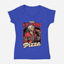 Devil Hunter Game Pizza-Womens-V-Neck-Tee-Studio Mootant