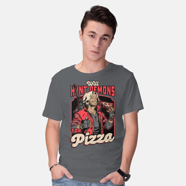 Devil Hunter Game Pizza-Mens-Basic-Tee-Studio Mootant