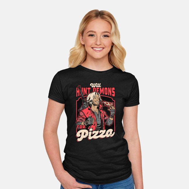 Devil Hunter Game Pizza-Womens-Fitted-Tee-Studio Mootant