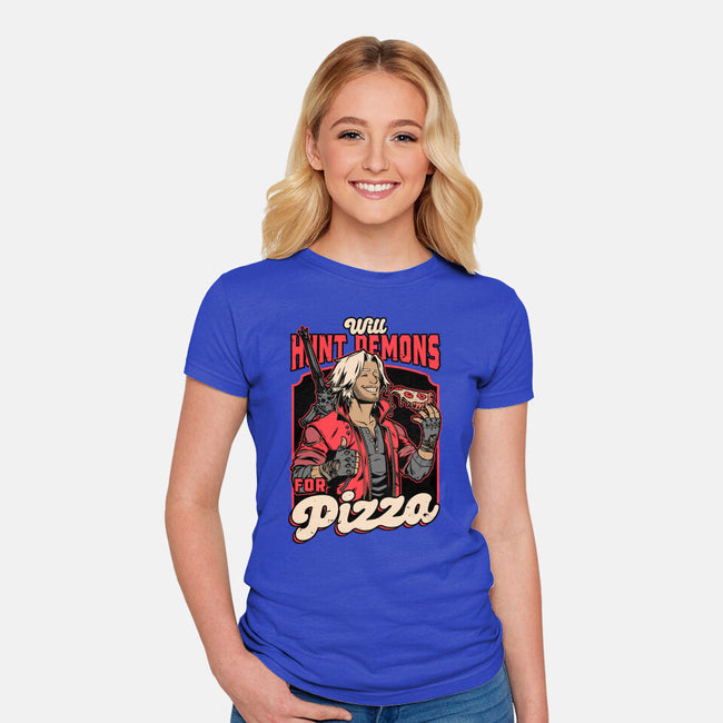 Devil Hunter Game Pizza-Womens-Fitted-Tee-Studio Mootant