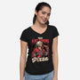 Devil Hunter Game Pizza-Womens-V-Neck-Tee-Studio Mootant