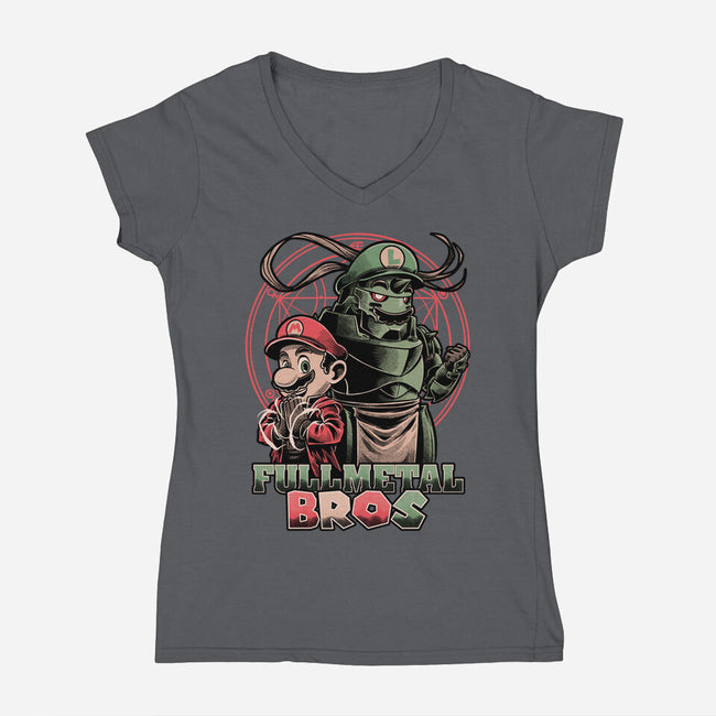 Anime Game Brothers-Womens-V-Neck-Tee-Studio Mootant