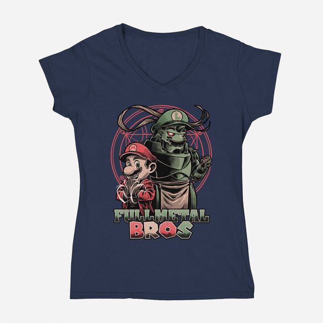 Anime Game Brothers-Womens-V-Neck-Tee-Studio Mootant