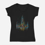 Neon X-Wing-Womens-V-Neck-Tee-kharmazero