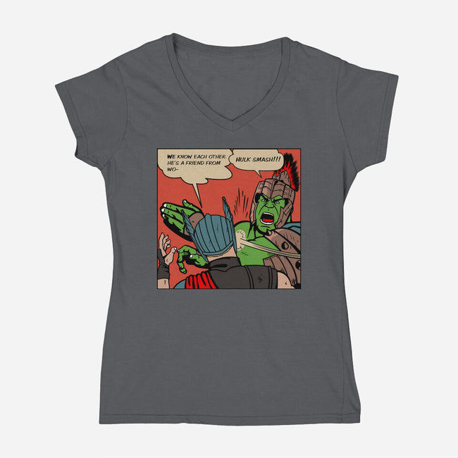 He's A Friend-Womens-V-Neck-Tee-demonigote