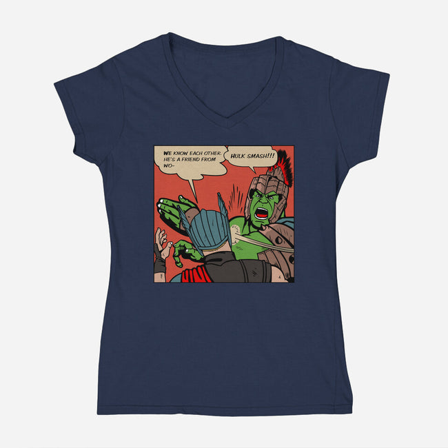 He's A Friend-Womens-V-Neck-Tee-demonigote