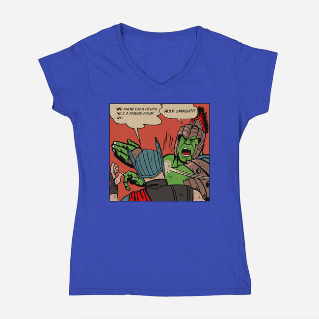 He's A Friend-Womens-V-Neck-Tee-demonigote