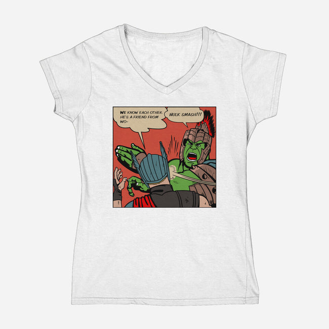 He's A Friend-Womens-V-Neck-Tee-demonigote