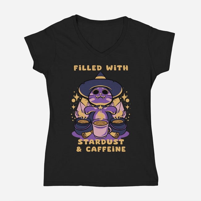 Filled With Stardust And Caffeine-Womens-V-Neck-Tee-FunkVampire