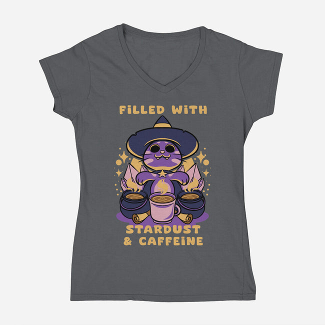 Filled With Stardust And Caffeine-Womens-V-Neck-Tee-FunkVampire