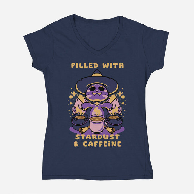 Filled With Stardust And Caffeine-Womens-V-Neck-Tee-FunkVampire