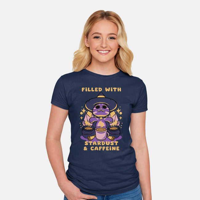 Filled With Stardust And Caffeine-Womens-Fitted-Tee-FunkVampire