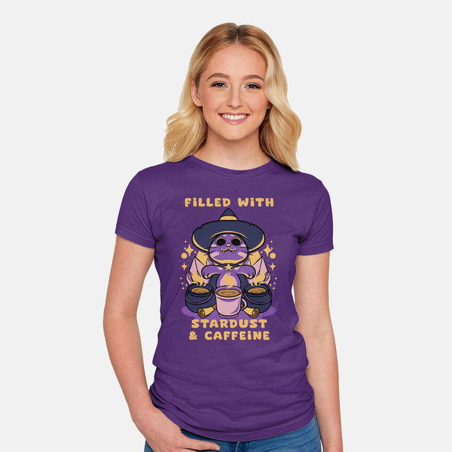 Filled With Stardust And Caffeine-Womens-Fitted-Tee-FunkVampire