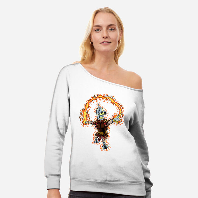 Fire Bender-Womens-Off Shoulder-Sweatshirt-nickzzarto