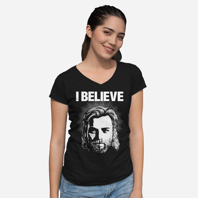Jedi Christ-Womens-V-Neck-Tee-CappO