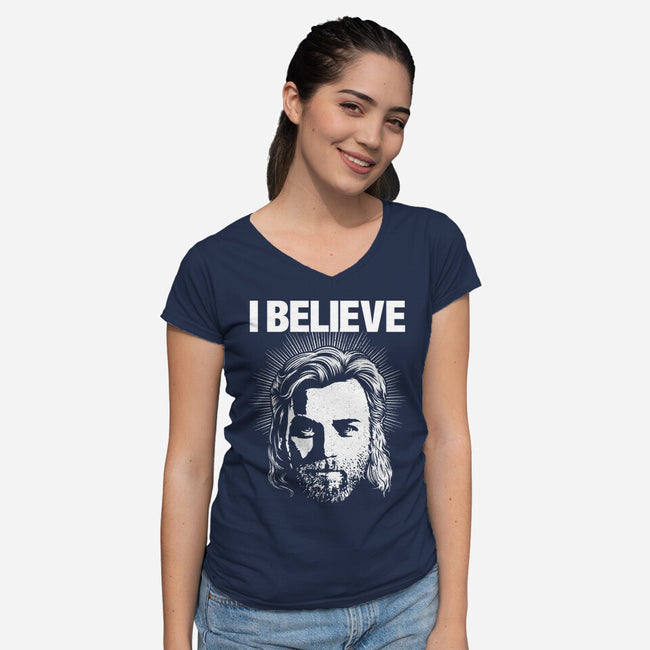 Jedi Christ-Womens-V-Neck-Tee-CappO