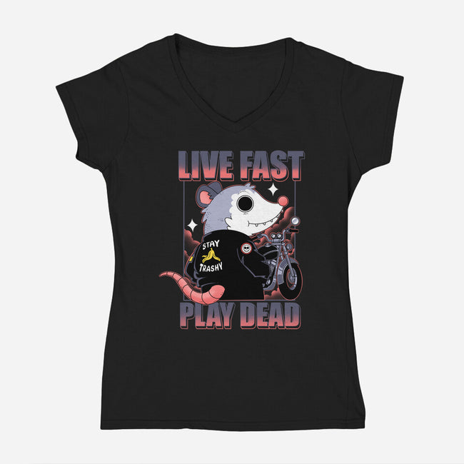 Live Fast Play Dead-Womens-V-Neck-Tee-Tri haryadi