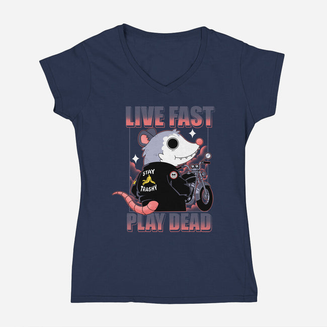 Live Fast Play Dead-Womens-V-Neck-Tee-Tri haryadi