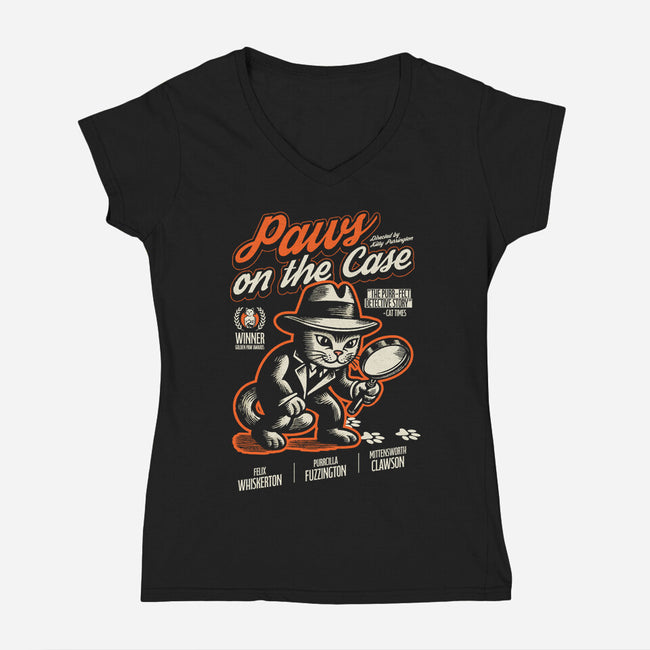 Paws On The Case-Womens-V-Neck-Tee-Herk Up Tees