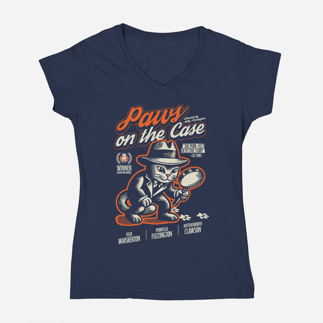 Paws On The Case-Womens-V-Neck-Tee-Herk Up Tees