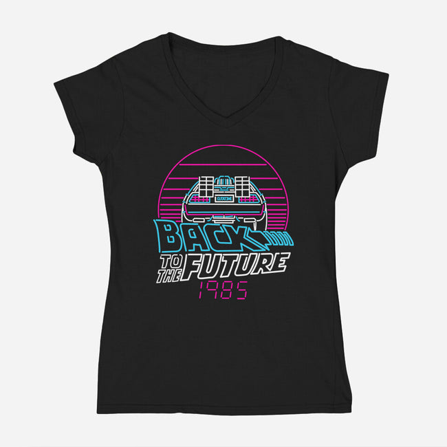 Back To The 1980s-Womens-V-Neck-Tee-rocketman_art