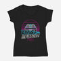 Back To The 1980s-Womens-V-Neck-Tee-rocketman_art