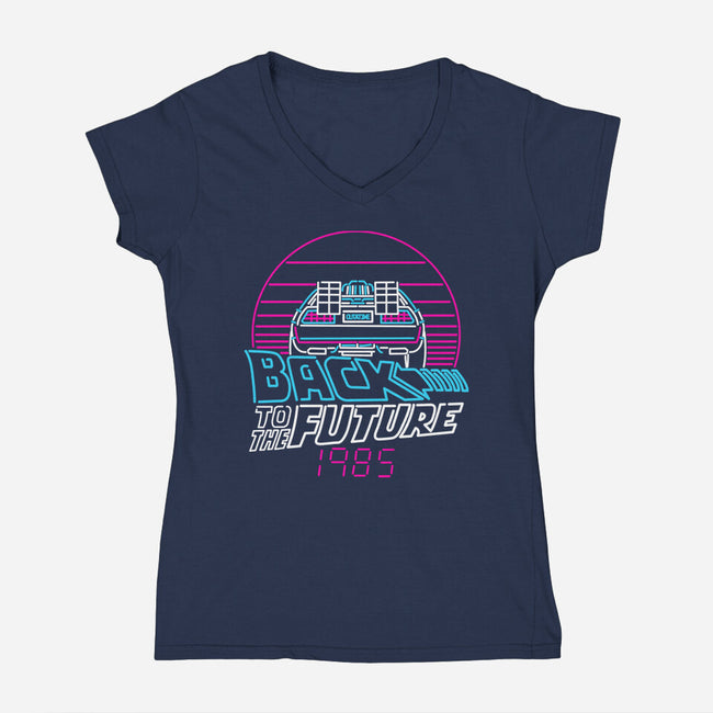 Back To The 1980s-Womens-V-Neck-Tee-rocketman_art