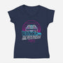 Back To The 1980s-Womens-V-Neck-Tee-rocketman_art