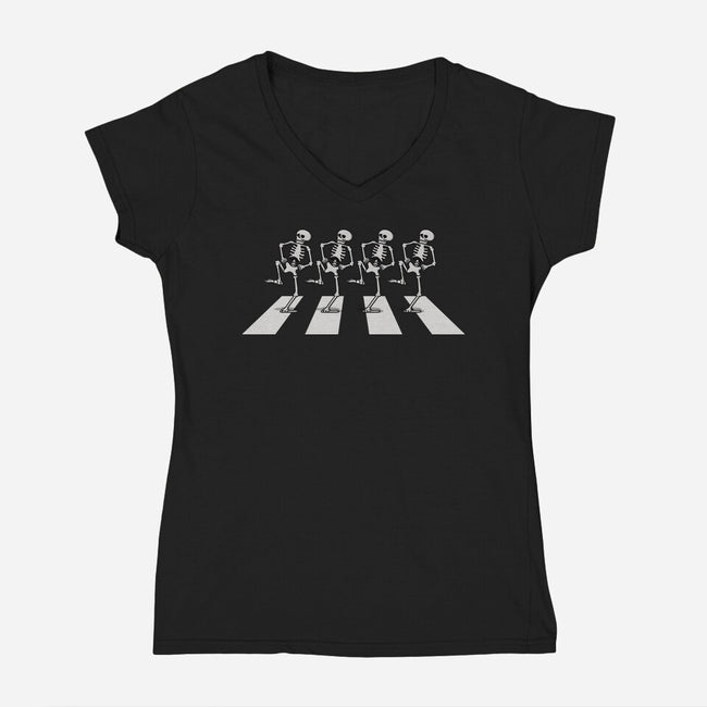Bony Road-Womens-V-Neck-Tee-Raffiti