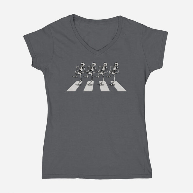 Bony Road-Womens-V-Neck-Tee-Raffiti