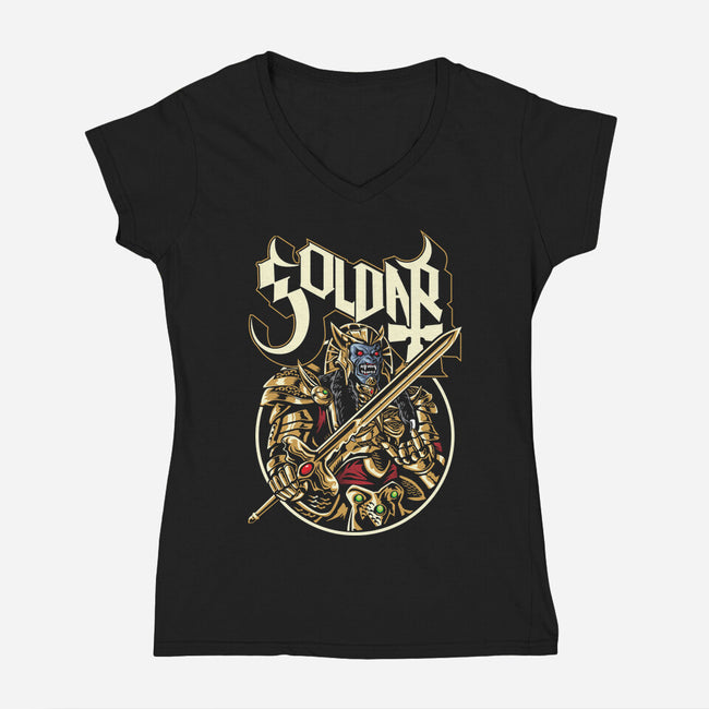 Golden Beast-Womens-V-Neck-Tee-arace