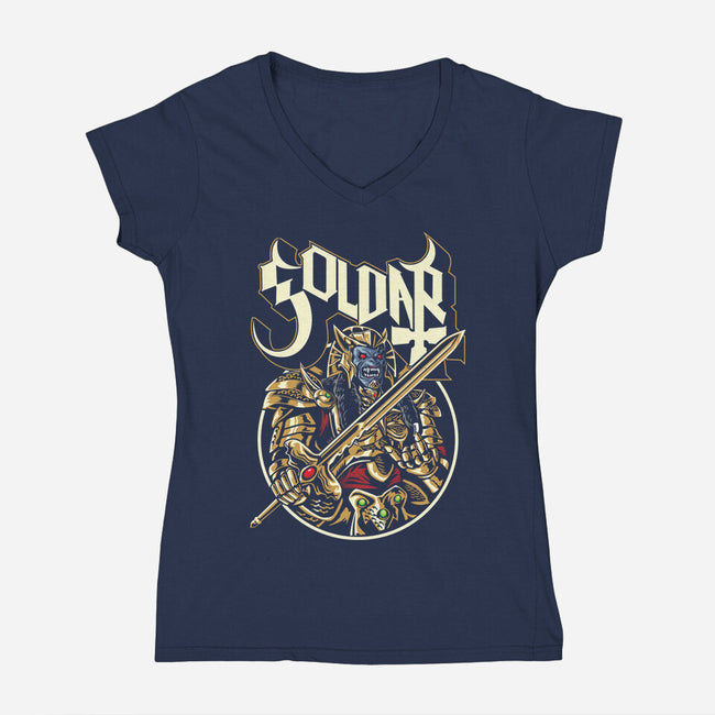 Golden Beast-Womens-V-Neck-Tee-arace