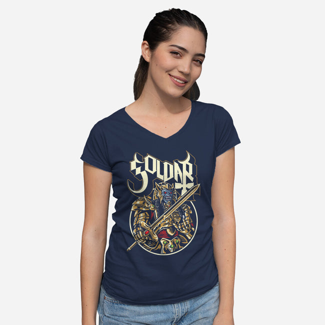 Golden Beast-Womens-V-Neck-Tee-arace