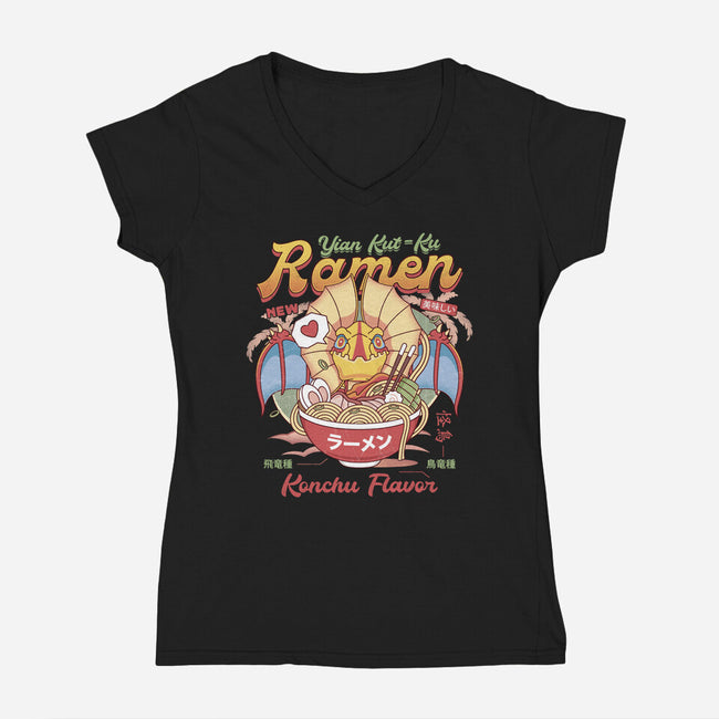Yian Kut Ku Ramen-Womens-V-Neck-Tee-LAGELANTEE