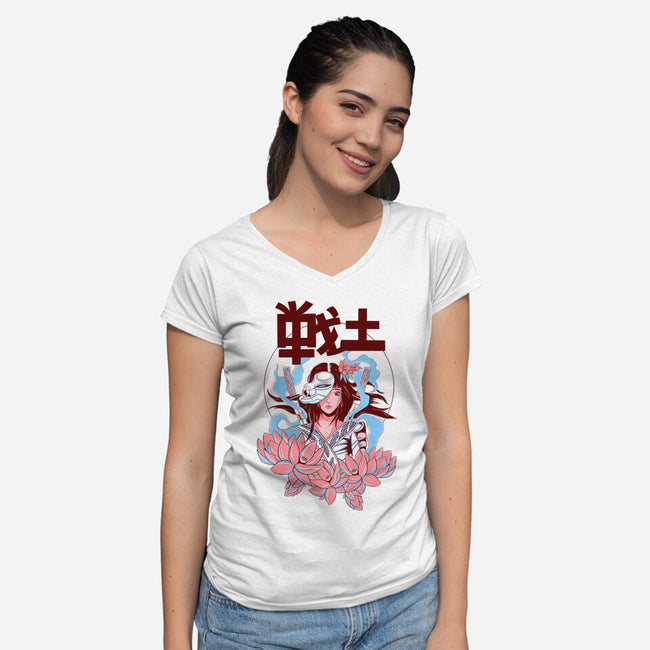 Samurai Secret-Womens-V-Neck-Tee-yumie