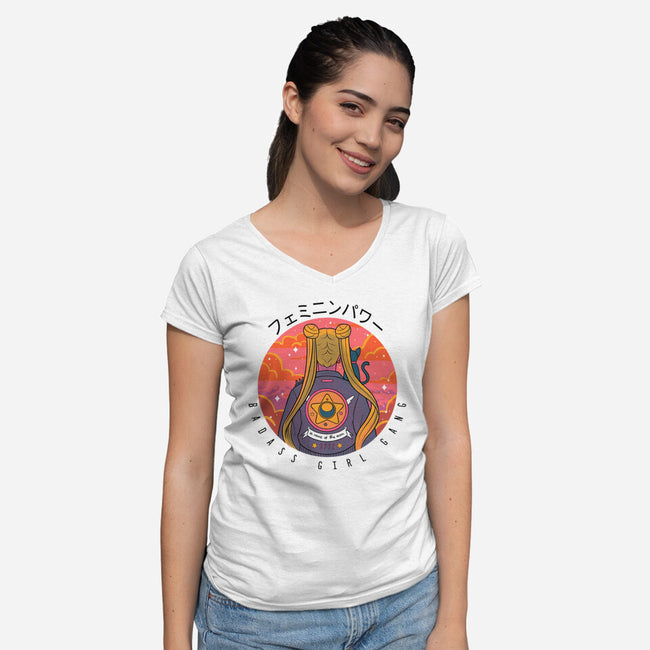 Badass Sailor-Womens-V-Neck-Tee-yumie