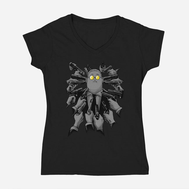 Sakamoto Vs Everybody-Womens-V-Neck-Tee-spoilerinc