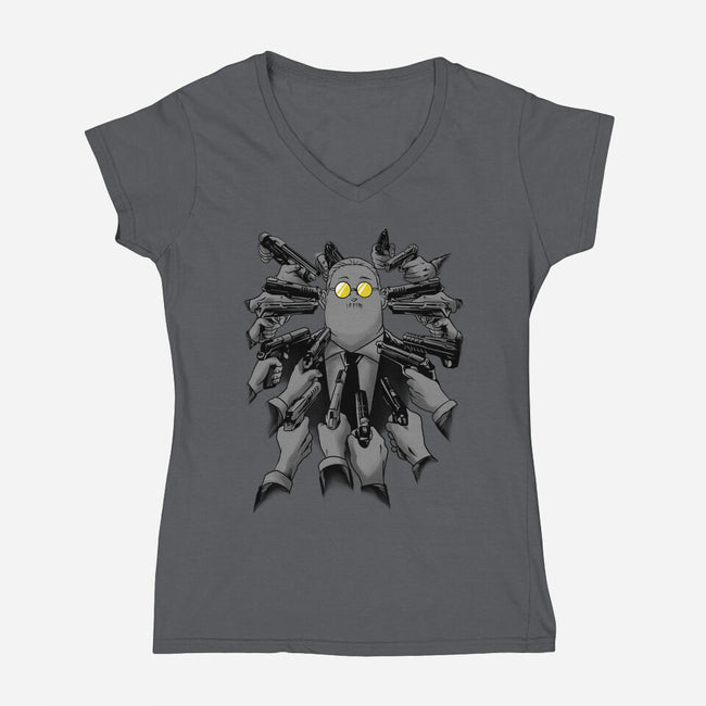 Sakamoto Vs Everybody-Womens-V-Neck-Tee-spoilerinc