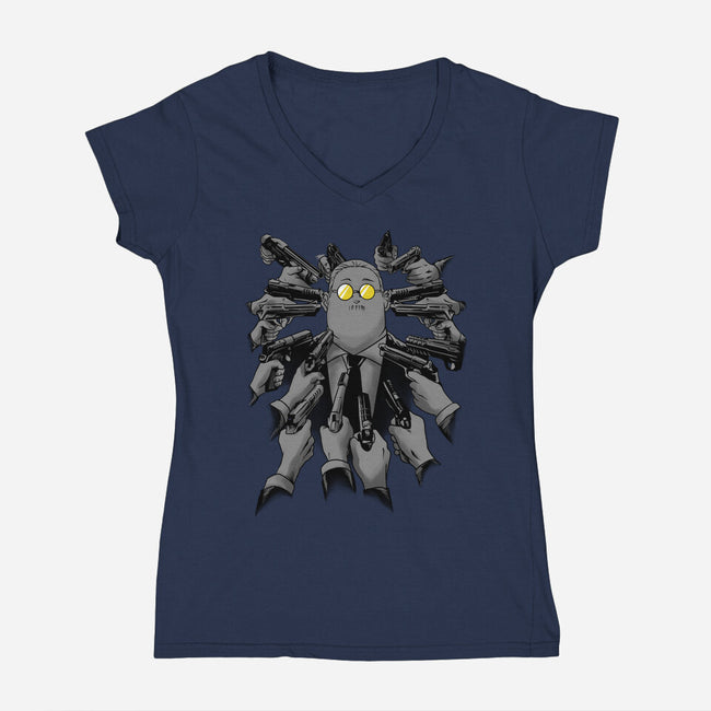 Sakamoto Vs Everybody-Womens-V-Neck-Tee-spoilerinc