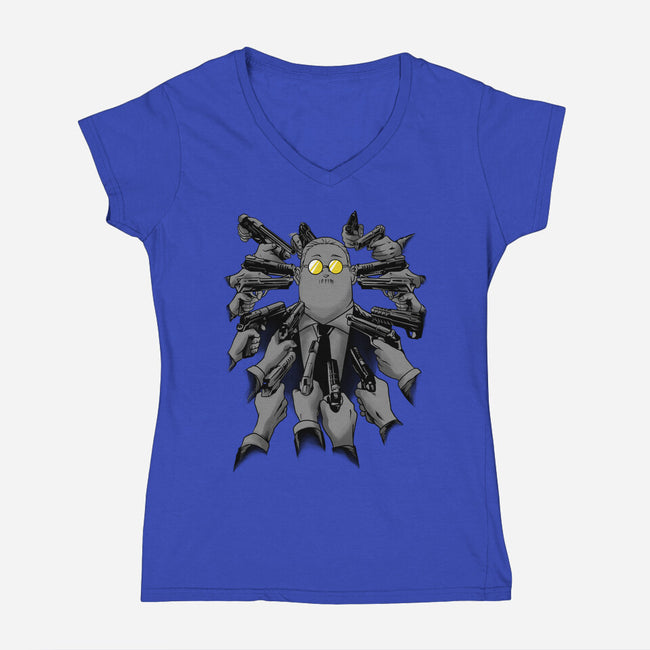Sakamoto Vs Everybody-Womens-V-Neck-Tee-spoilerinc