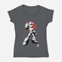Mega Kid Sumi-e-Womens-V-Neck-Tee-Astrobot Invention