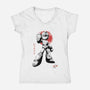 Mega Kid Sumi-e-Womens-V-Neck-Tee-Astrobot Invention