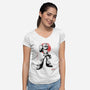 Mega Kid Sumi-e-Womens-V-Neck-Tee-Astrobot Invention