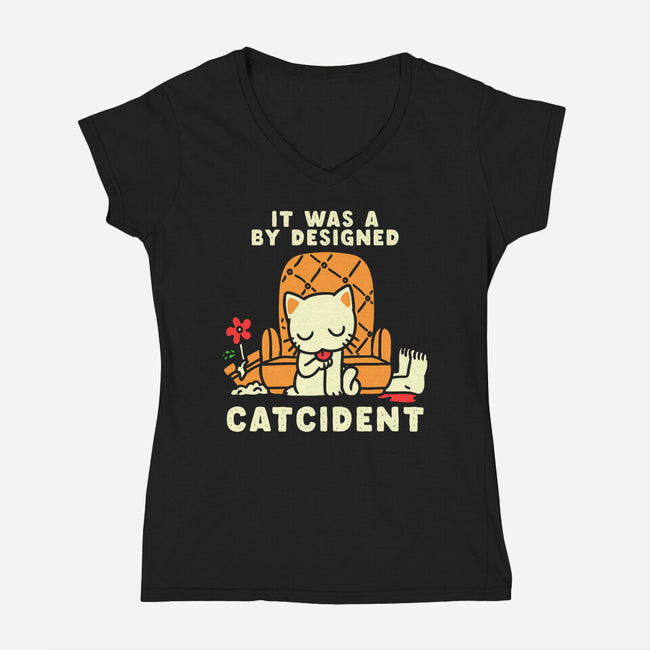 Catcident-Womens-V-Neck-Tee-naomori