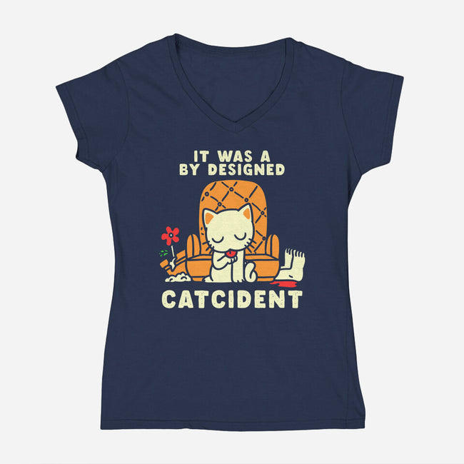Catcident-Womens-V-Neck-Tee-naomori