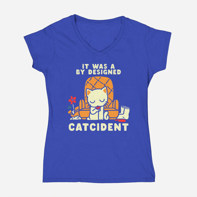 Catcident-Womens-V-Neck-Tee-naomori