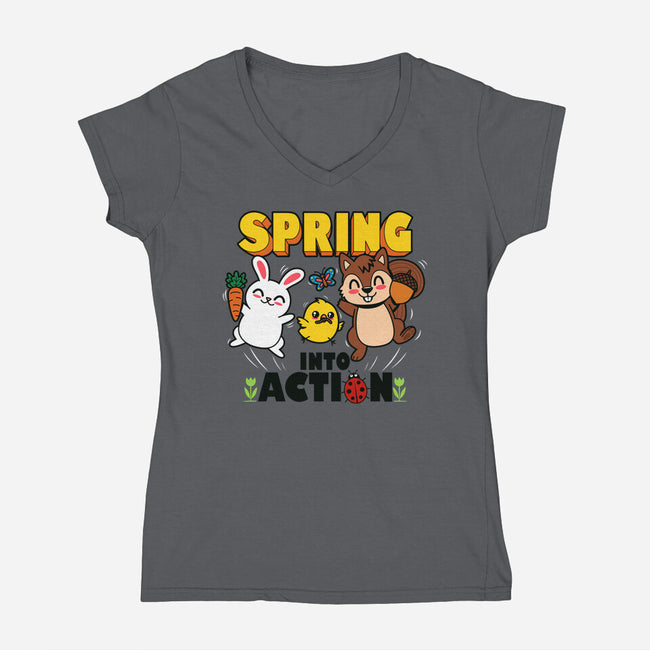 Spring Into Action-Womens-V-Neck-Tee-Boggs Nicolas