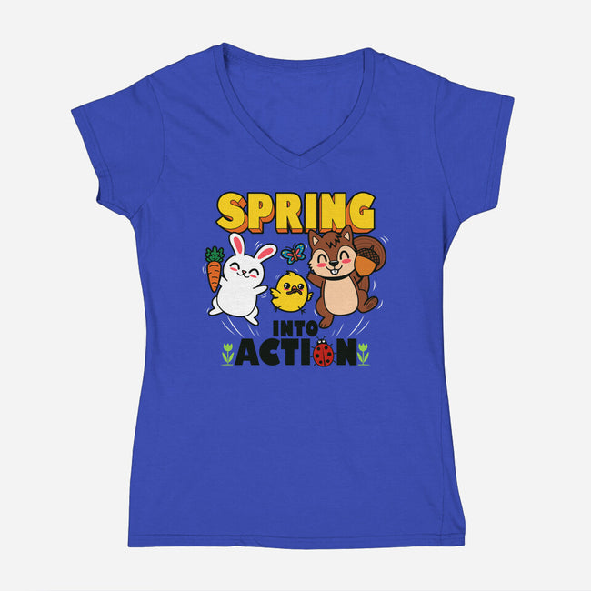 Spring Into Action-Womens-V-Neck-Tee-Boggs Nicolas