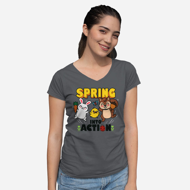Spring Into Action-Womens-V-Neck-Tee-Boggs Nicolas