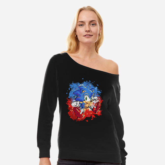 Hedgehog Paint-Womens-Off Shoulder-Sweatshirt-nickzzarto